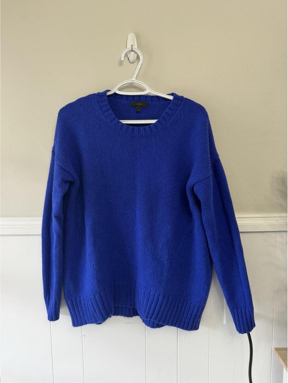 J. Crew Wool Blend Chunky Electric Blue Sweater Size M